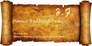 Hancz Feliciána névjegykártya